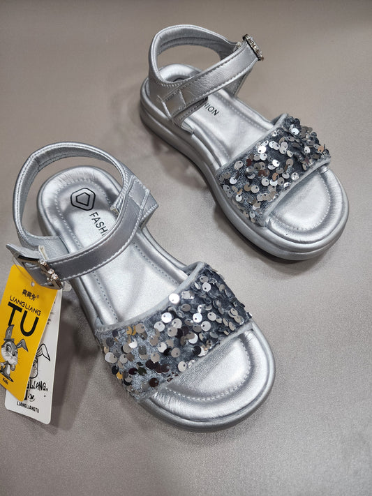 Silver girls sandal