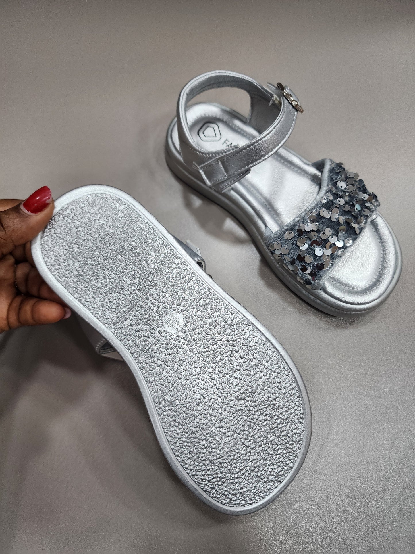 Silver girls sandal