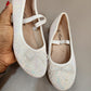 Stock flat shoes(shiny white)