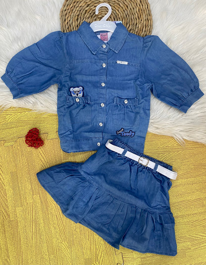 Girls 2 piece set(Silk Denim)