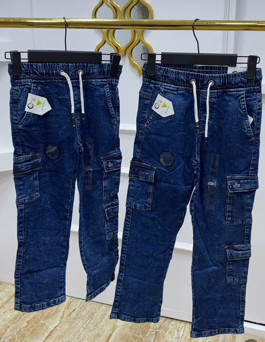 Boys Solid cargo jeans (pick a size higher for a better fit)